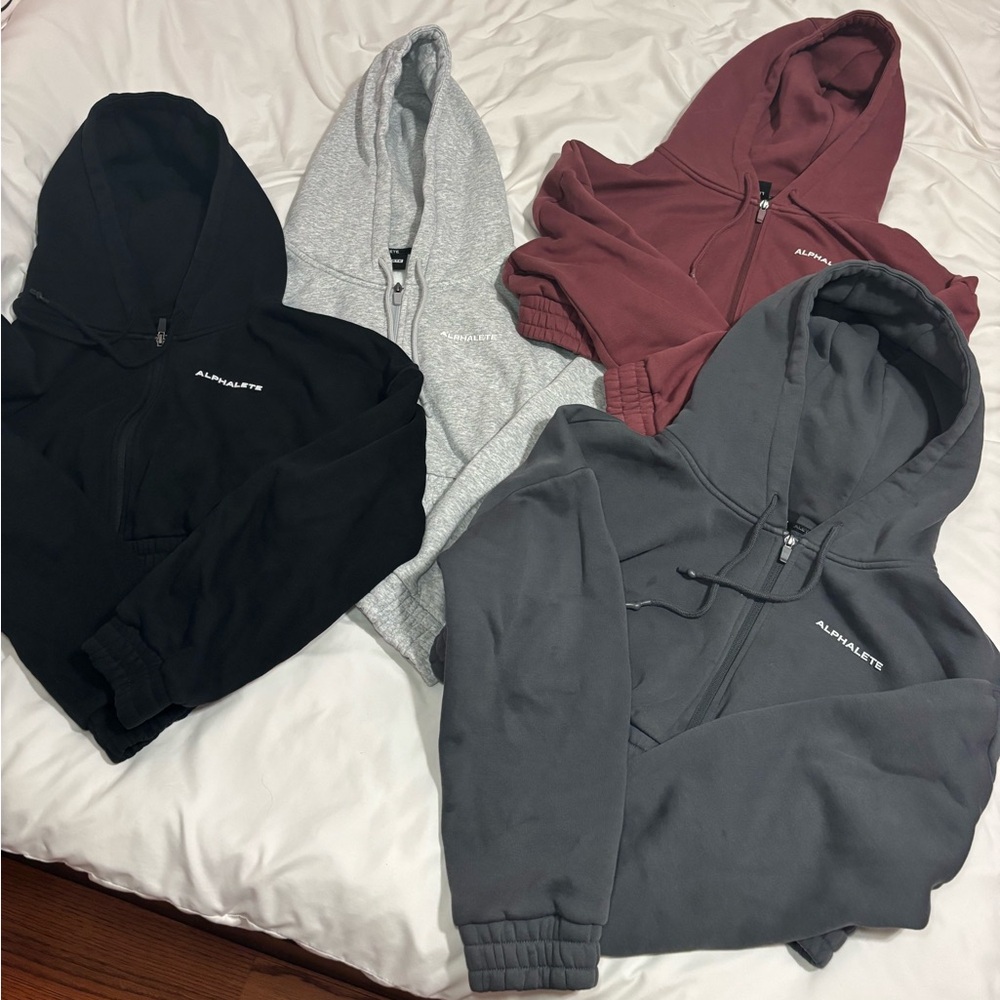 4 Alphalete cropped zip up hoodies bundle